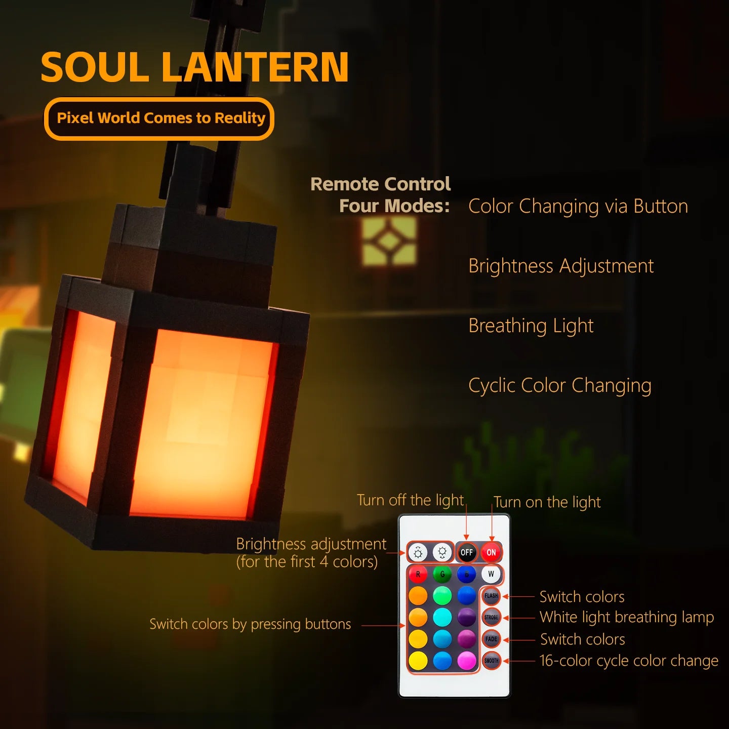 Pixel Style Night Light Portable Lantern 