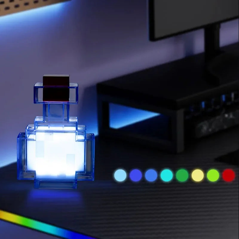 MC Game Medicine Bottle LED Night Light Table Lamps Game Creative Toy Lamp Rechargeable Bedroom Bedside for Kids Bedside Lamp