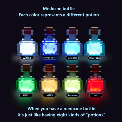 MC Game Medicine Bottle LED Night Light Table Lamps Game Creative Toy Lamp Rechargeable Bedroom Bedside for Kids Bedside Lamp